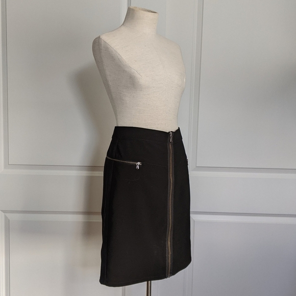Marc By Marc Jacobs Skirt Mini Exposed Zipper Front Stripe Seams Black 10 EUC - Picture 4 of 15